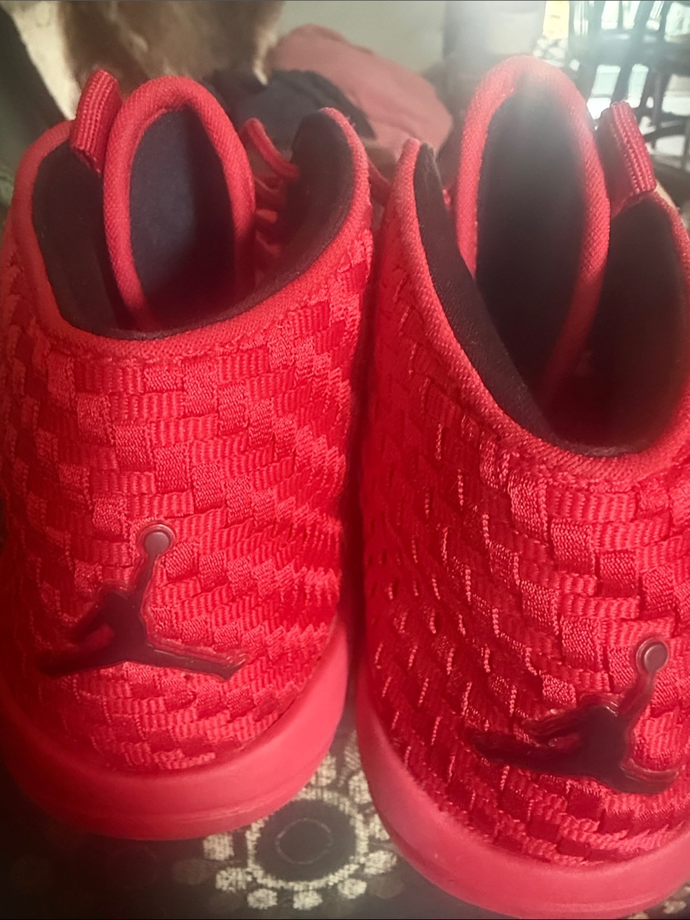 Jordan Kids Bright Red Knit Basketball Sneakers
